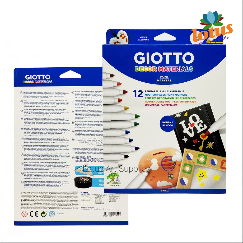 

Giotto Decor Material Marker / Multisurfaces Fibre Pens / Spidol Dekorasi set 12