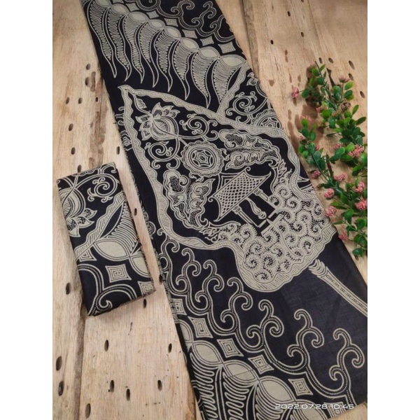 Kain Batik Printing Modern Motif Omah Wayang Krem Kain Meteran Bahan Baju Batik Pekalongan Seragam B