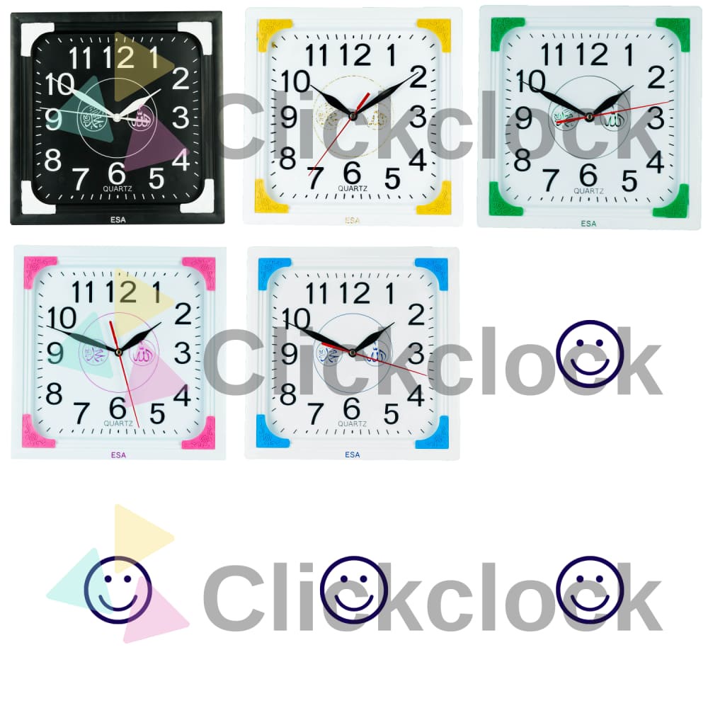 Jam Dinding Quartz Minimalis Biru Pink Hijau Kuning ESA 037 - Hitam