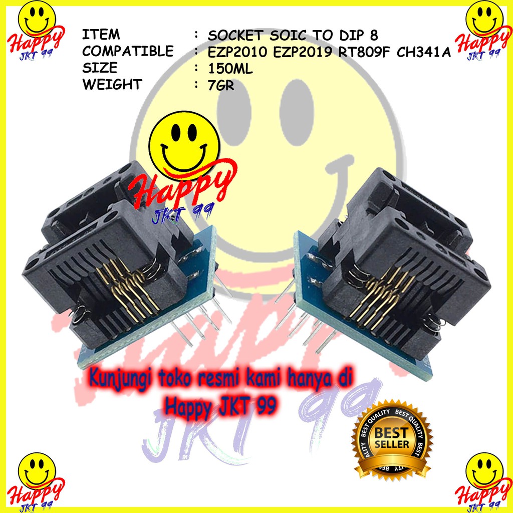 [ HAPPY JKT 99 ] SOKET IC CLIP SOCKET SOP8 DIP8 JEPIT CONVERTER 200ML 200 ML 150ML 15 ML 0,65ML 65ML