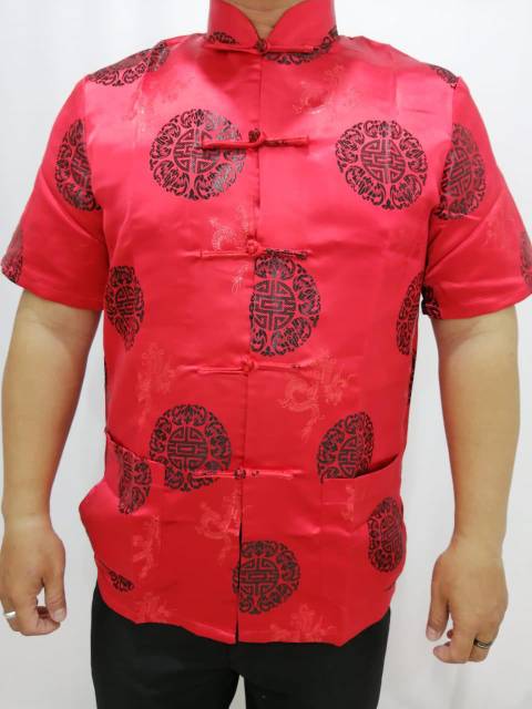 NEW RESTOCK Atasan Cheongsam Pria Lengan Pendek Motif Random