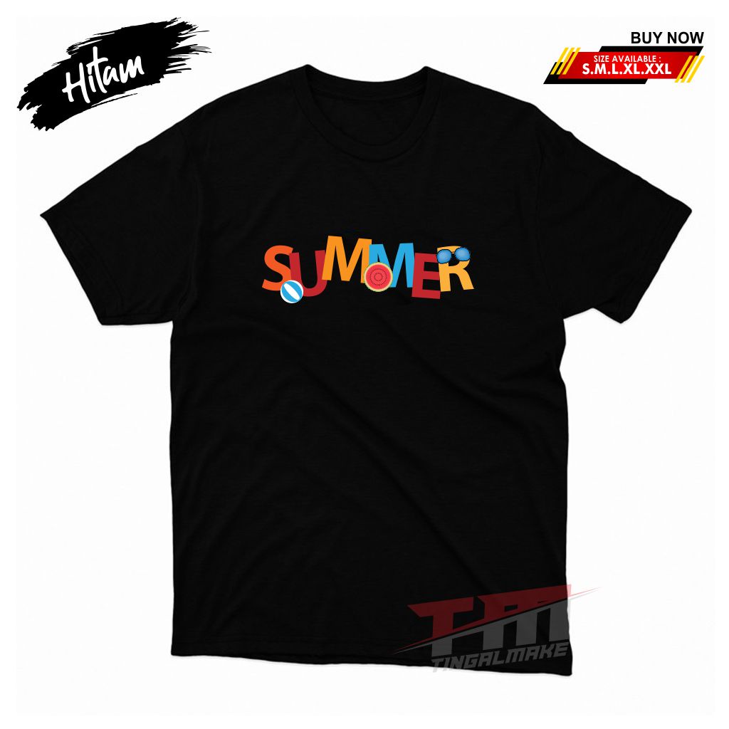 Kaos Summer Font T-Shirt Unisex | Sablon DTF Terbaik | Tingalmake