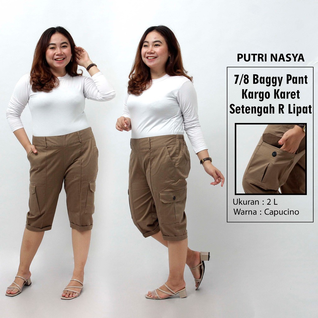 Celana 7/8 jumbo K / baggy pant jumbo / celana pendek jumbo 8L-6L-5L-4L-2L-XL-S fit to L karet melar