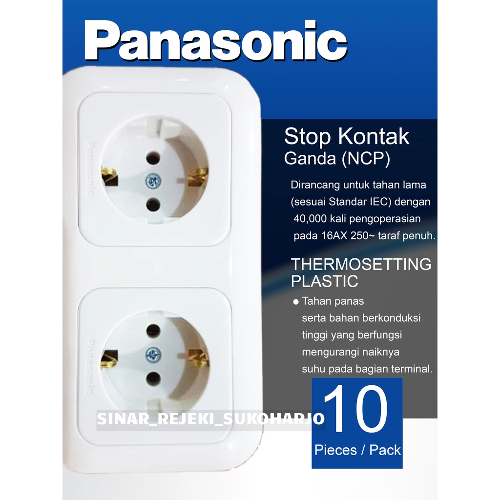 Panasonic IB Stop Kontak Double Non CP Putih Inbow Tanam WEJP 11322-7 Stopkontak Ganda Dobel