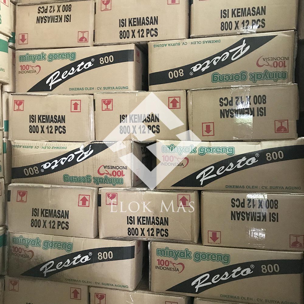 

Minyak Goreng RESTO 800 Kemasan Bantal per DUS isi 12pcs / Minyak Goreng Ekonomis. TERMURAH. GOJEK