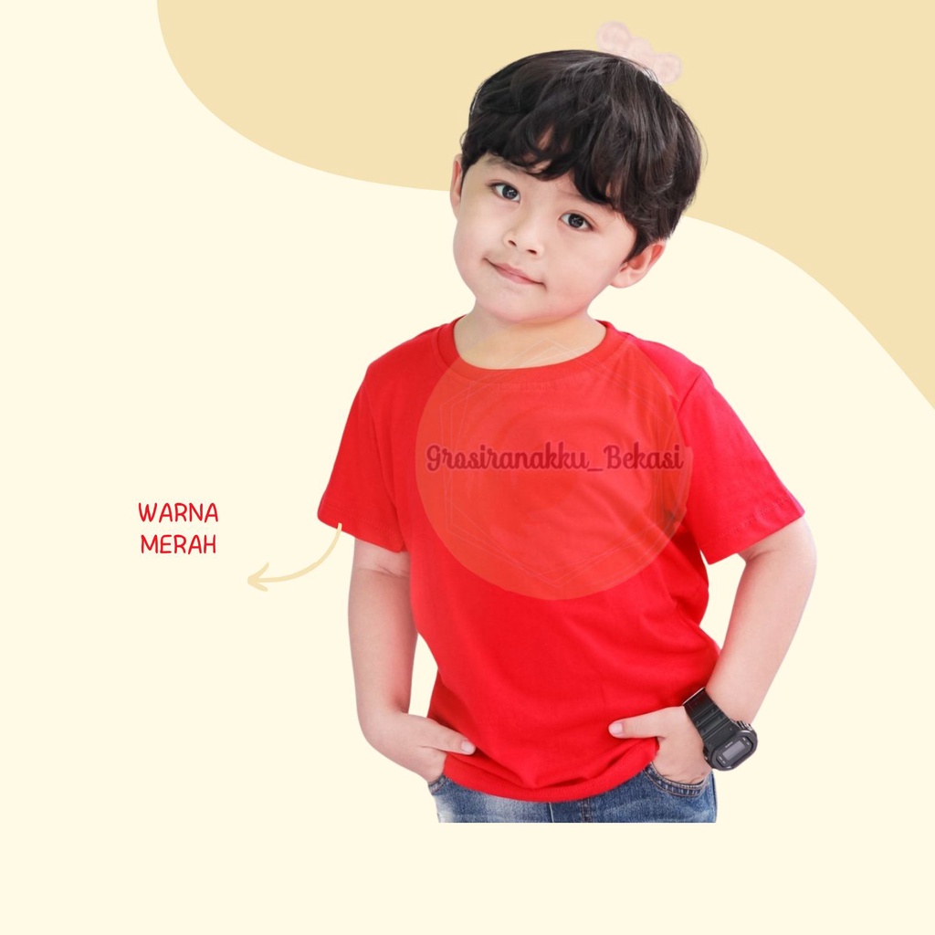 Kaos Anak Polos Merah Size 1-5Tahun