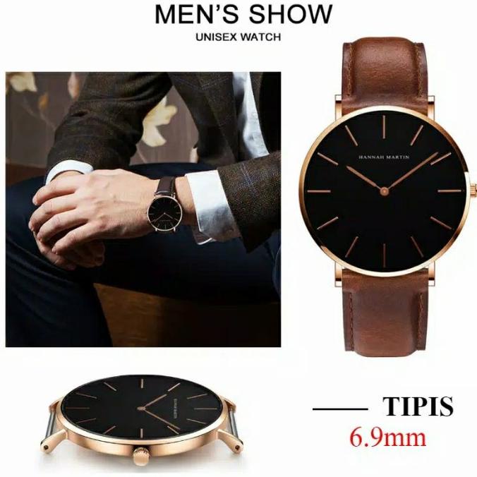 jam tangan pria HANNAH MARTIN Tali kulit original