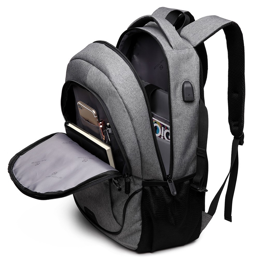 TAHAN HUJAN BADAI DANPETIR N0/ Navy Club Tas Ransel Laptop Backpack built in USB Charger Up to 15