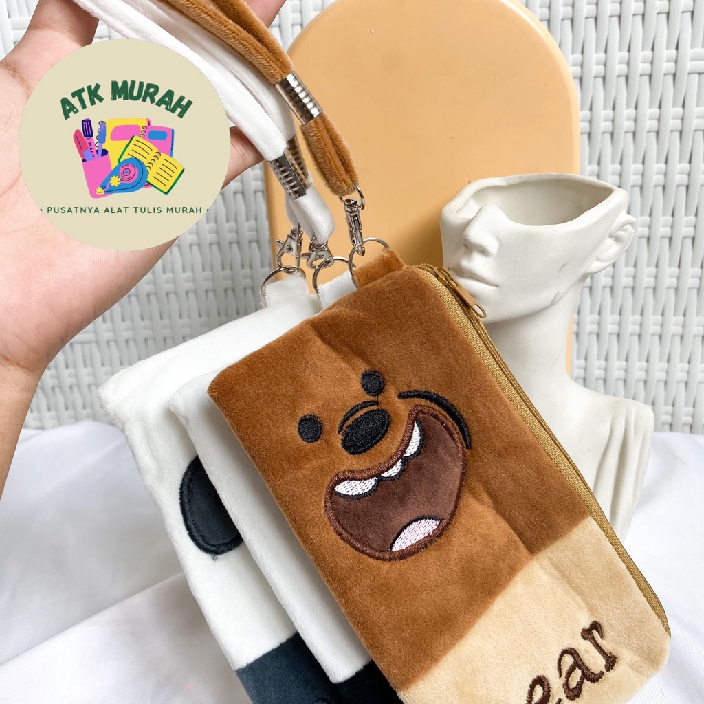 

Kotak pensil We bare bears bear panda ice bear grizzly pouch tali dompet handphone barang unik kado lucu terbaru COD