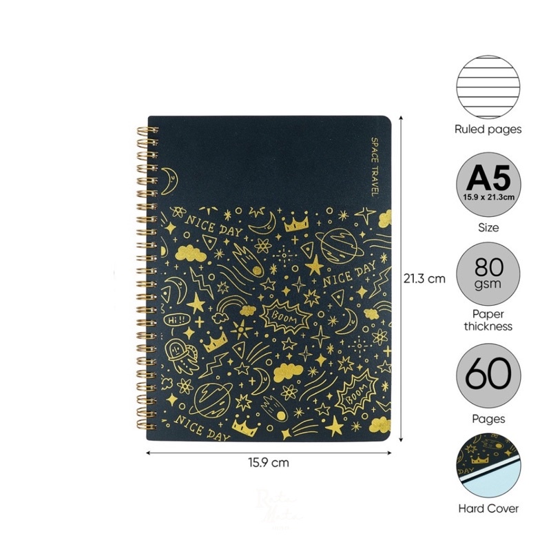 Buku Tulis Catatan Bergaris Ruled Notebook A5 Space Travel