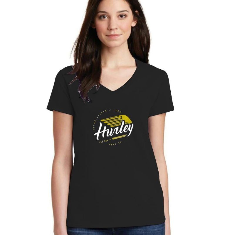 KAOS WANITA VNECK HURLEY HITAM TSHIRT HURLEY LADIES ATASAN HURLEY