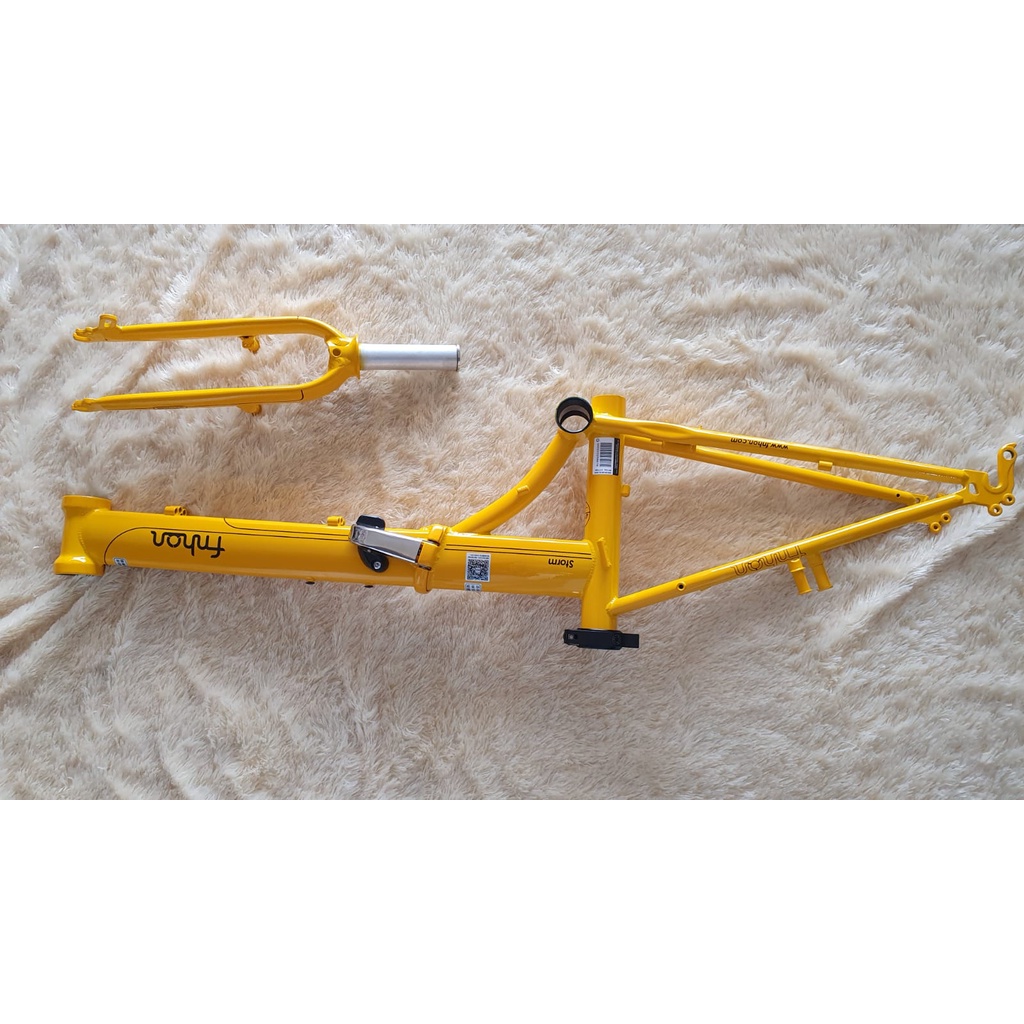 Frame Fork Fnhon Storm V Brake 20 22 inch Warna KUNING Chromlly