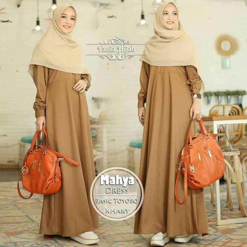 Mahya Khaki Gamis Dinas Seragam PNS Seragam Pdh by Fania Hijab