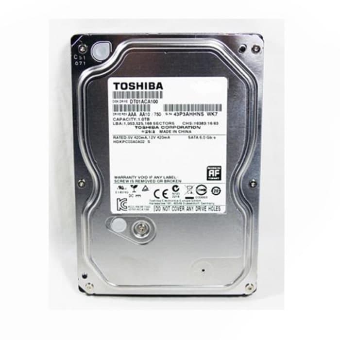 Harddisk Internal Toshiba 1TB SATA3 - 7200RPM 3.5" - 2 Tahun Garansi