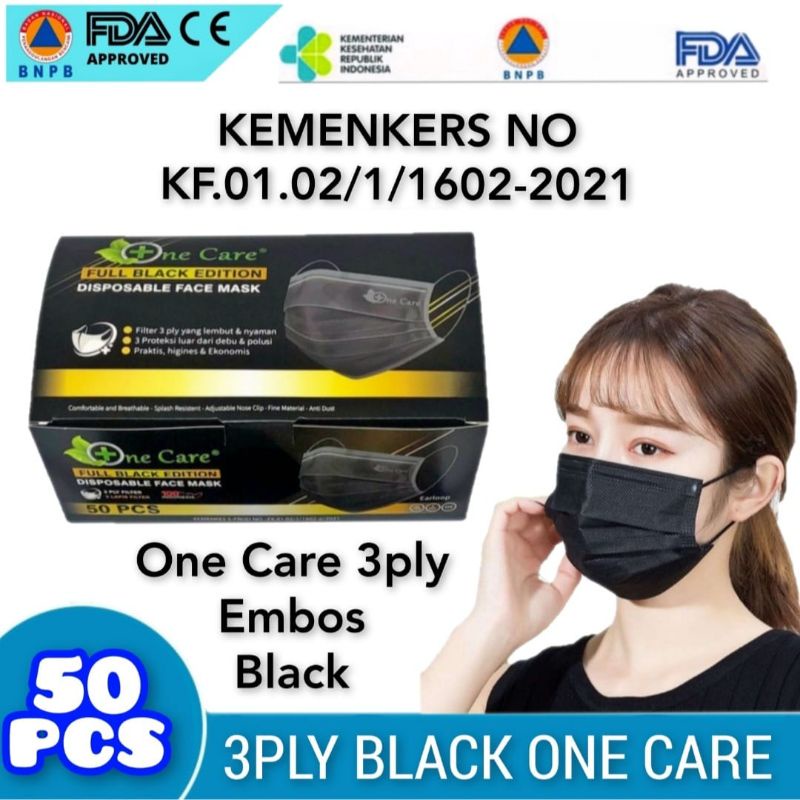 Masker 3Ply Onecare 1Box Isi 50Pcs