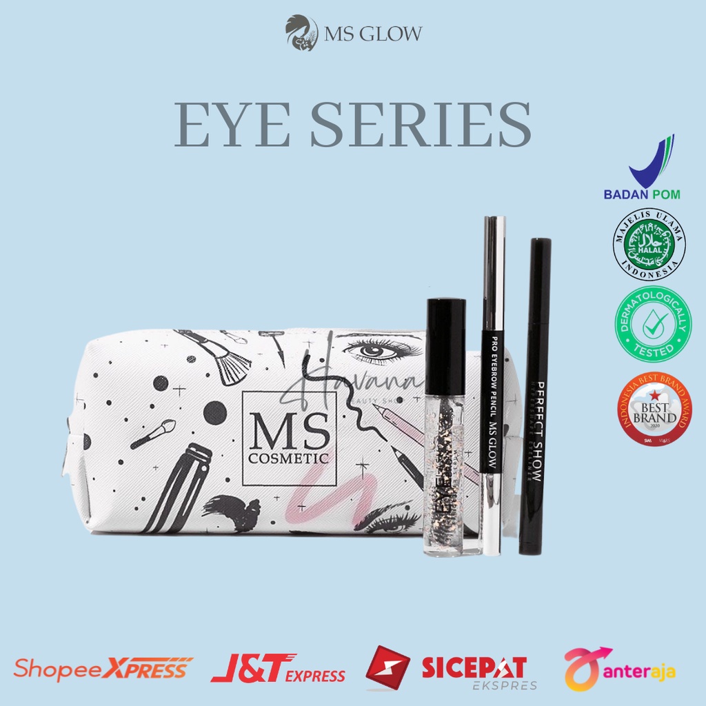 Ms Glow Kosmetik Eye Series Maskara Eyeliner Waterproof Make Up Perawatan Serum Mata