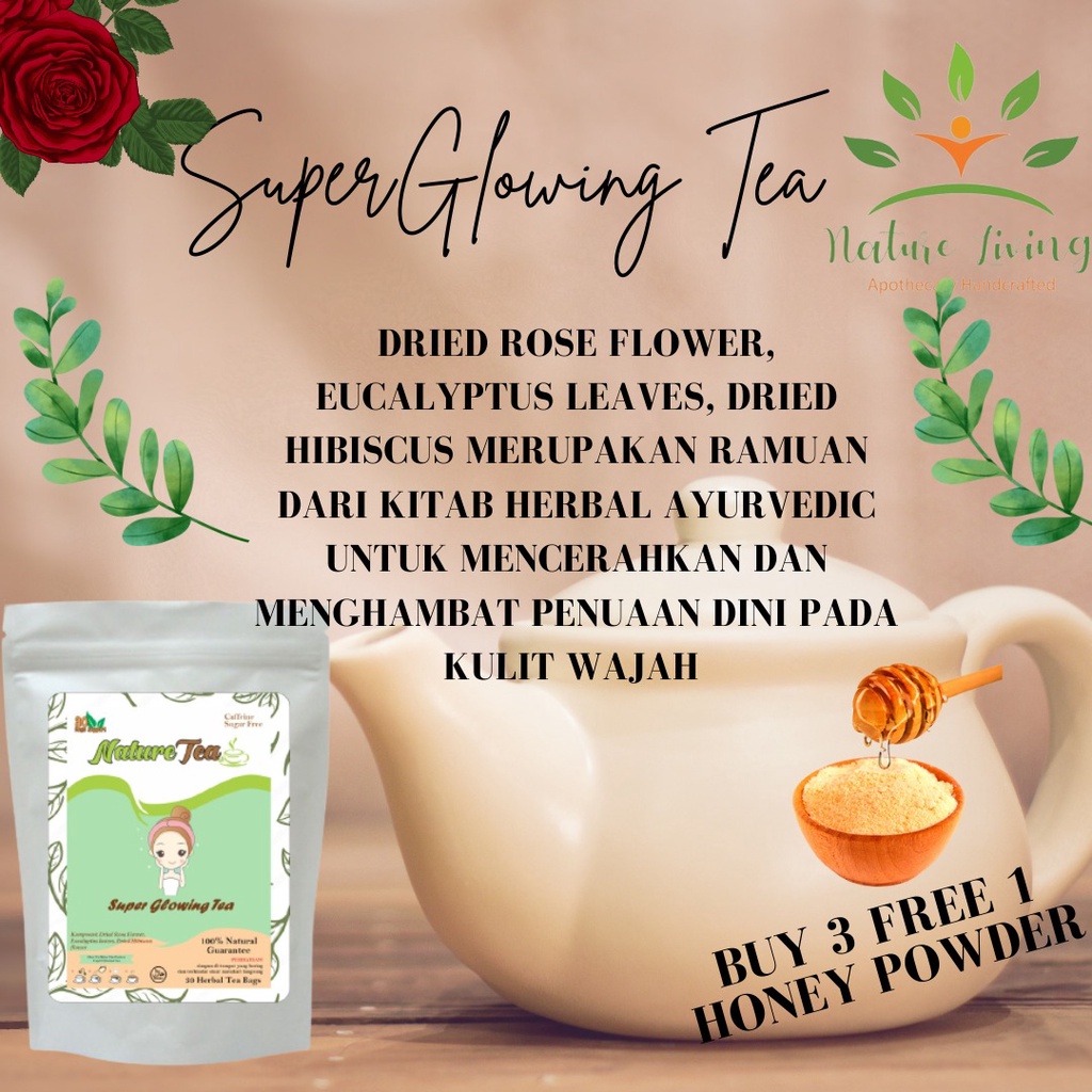

Premium Teh Celup (Super Glowing Tea) isi 30 tea bag (kantong teh) - Nature Tea by Nature Living - Teh mencerahkan dan menghambat penuaan dini pada wajah