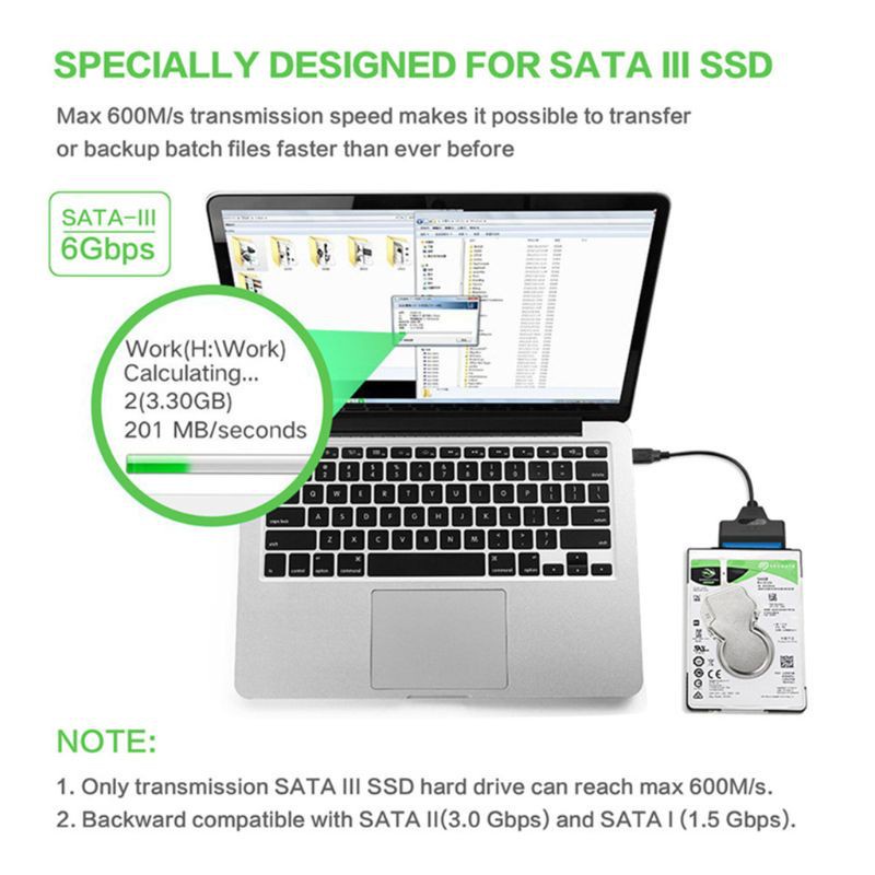 btsg USB 3.0/2.0/Type C to 2.5 Inch SATA Hard Drive Adapter Converter Cable for 2.5'' HDD/SSD