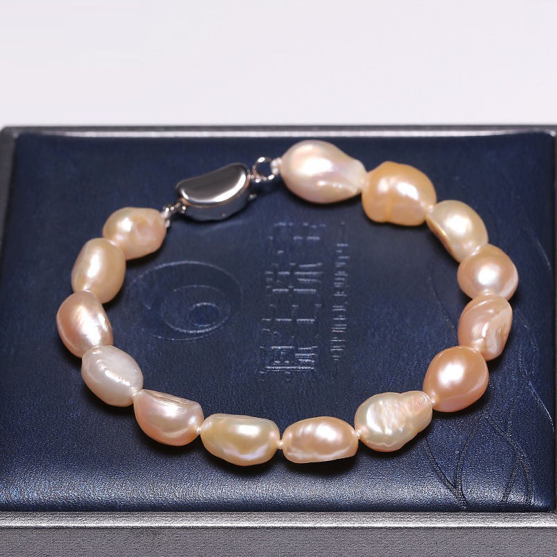 Gelang Aksen Mutiara Air Tawar Warna Pink Ukuran 8 10mm Gelang Aksen Mutiara Air Tawar Warna Pink Ukuran 8 10mm