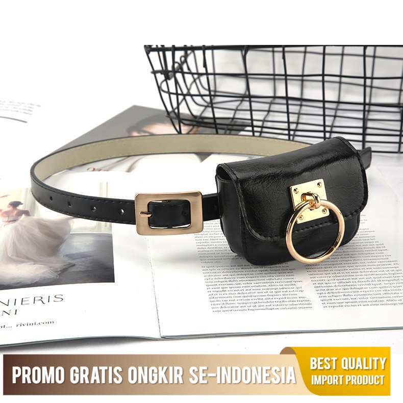 Sabuk Ikat Pinggang Wanita Korea Versi Sederhana  versatile Tas aksesori Jeans Kasual Kecil Belt dua