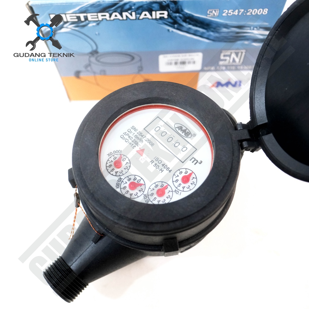 Meteran Air Pam 4 Jarum 1/2&quot; Body Plastik AMINB AMNB / Water Meter Ledeng Pdam 0.5 Inch SNI Body Bodi Besi AMNB