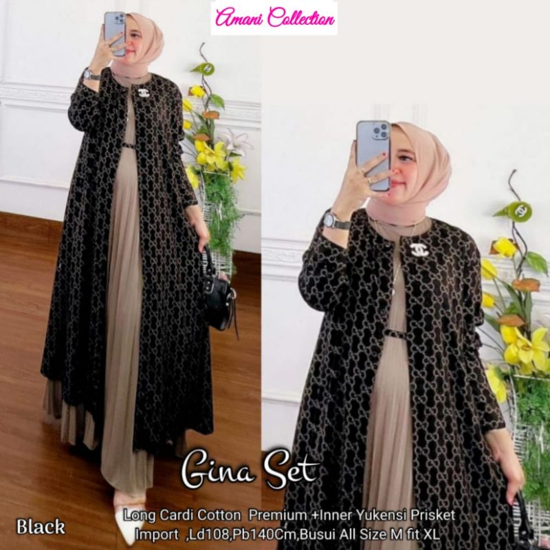 gamis gina set bahan katun
