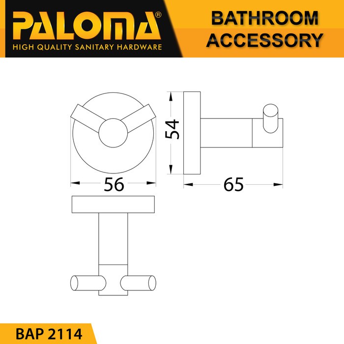 PALOMA BAP 2114 Kapstok Gantungan Baju Handuk Rak Hanger Mandi 2 Kait