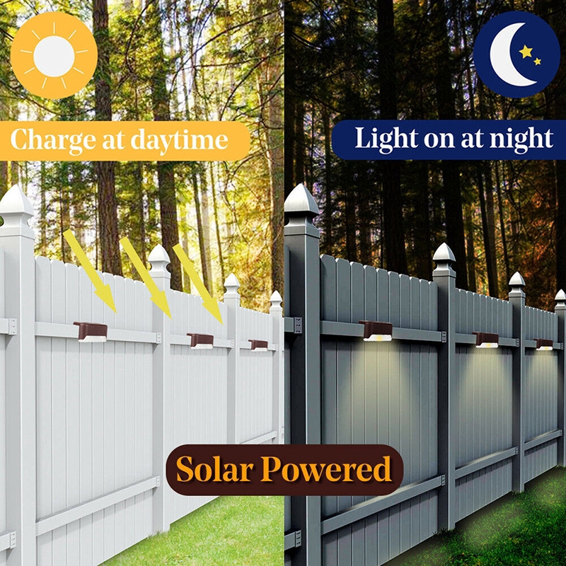 4PCS Solar Powered LED Waterproof Step Light/Outdoor Garden  Lighting Sunlight Power Saving/Deck Pathway Stairs Fence Yard Path Landscape Lamp Decoration