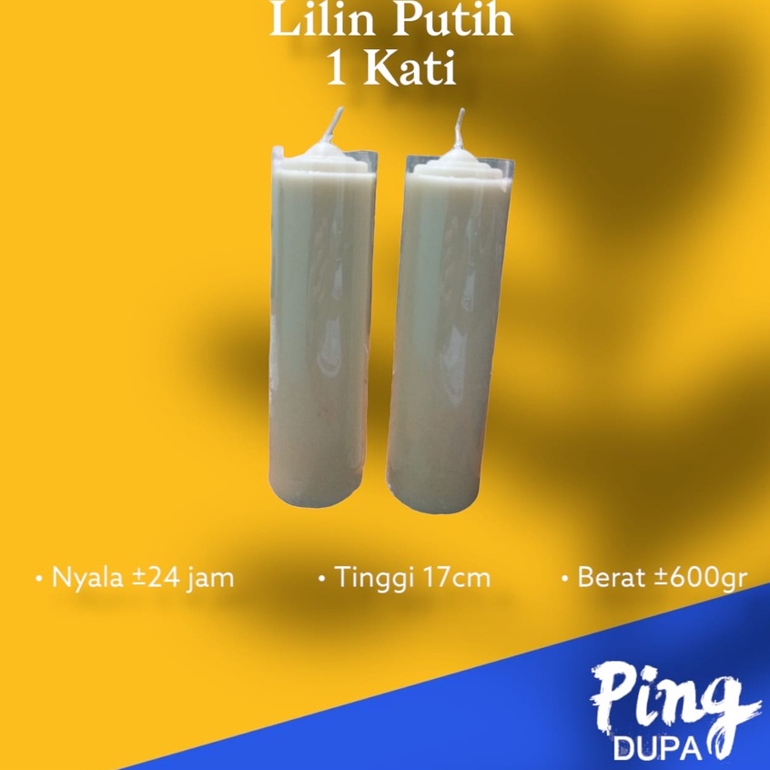 Lilin Putih Polos Sujaru Tinggi 17cm 1 Kati Putih Nyala 24 Jam