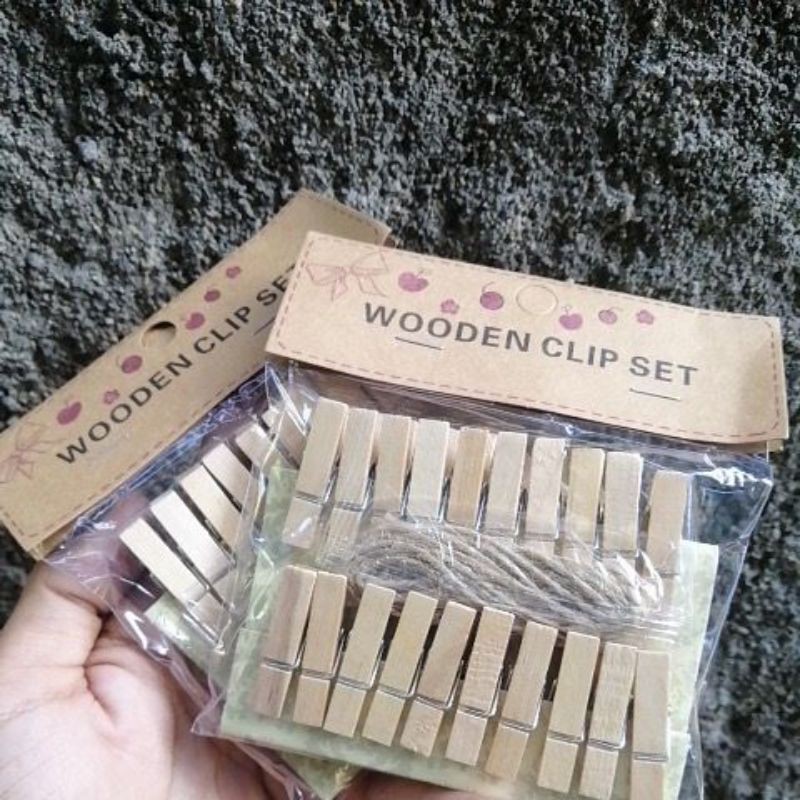 

wooden_clip_set 20pcs plus tali 2 meter