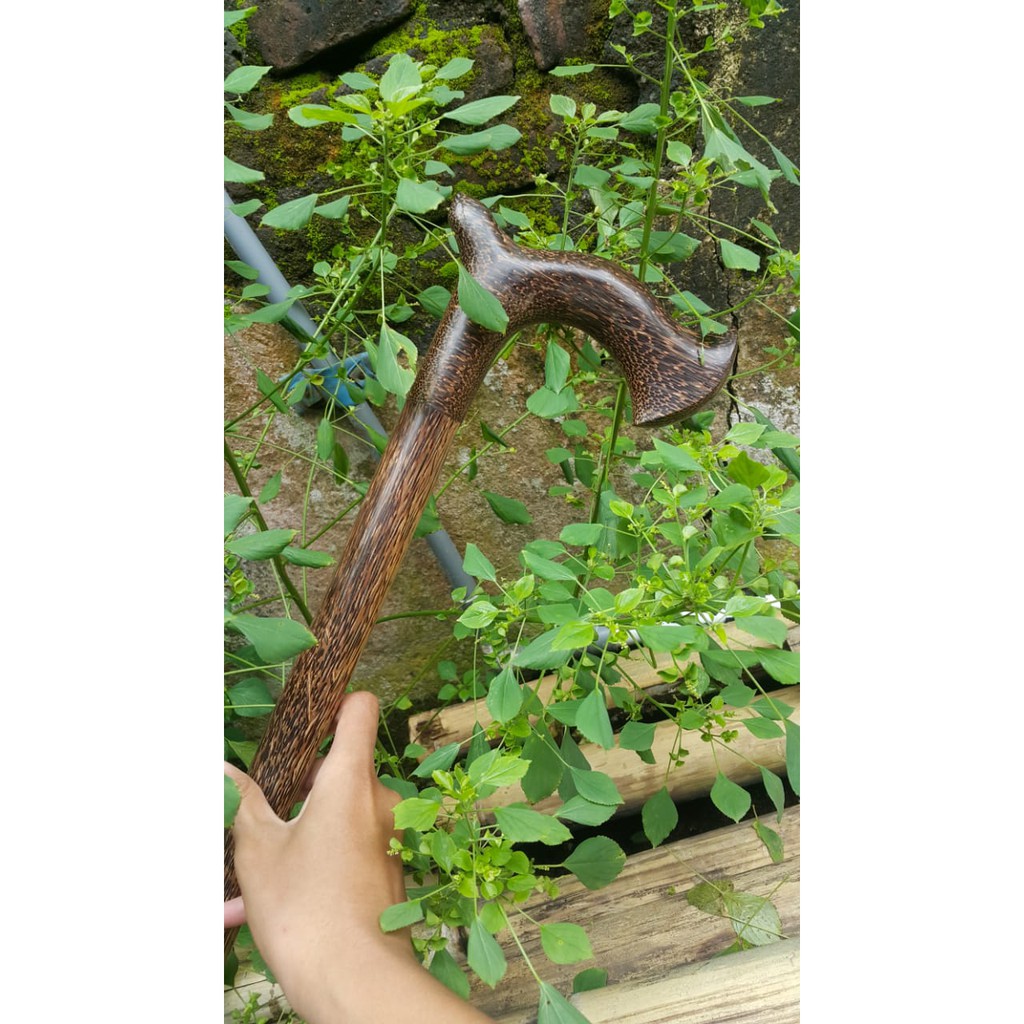 Tongkat jalan kayu Liwung gunung lawu original murah / tongkat jalan kayu liwung hitam
