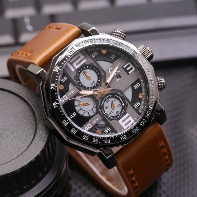 (Grosir best seller) jam tangan pria sporti GC guess collection tali kulit super