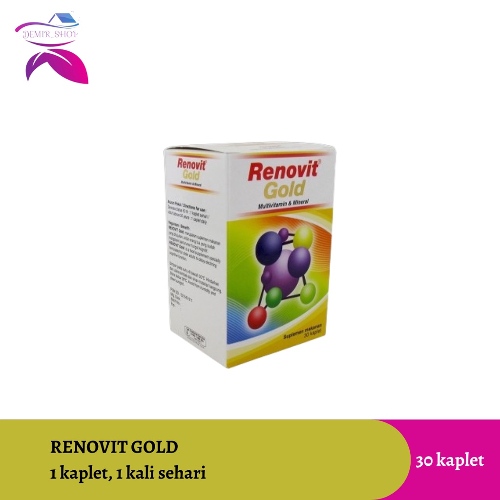 Renovit Gold Multivitamin &amp; Mineral 30 Kaplet Usia 50+ / Suplemen Usia Lanjut