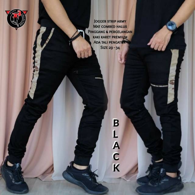 JOGER STRIP ARMY/CELANA JOGER PRIA/CELANA JOGER MURAH/CELANA PANJANG PRIA