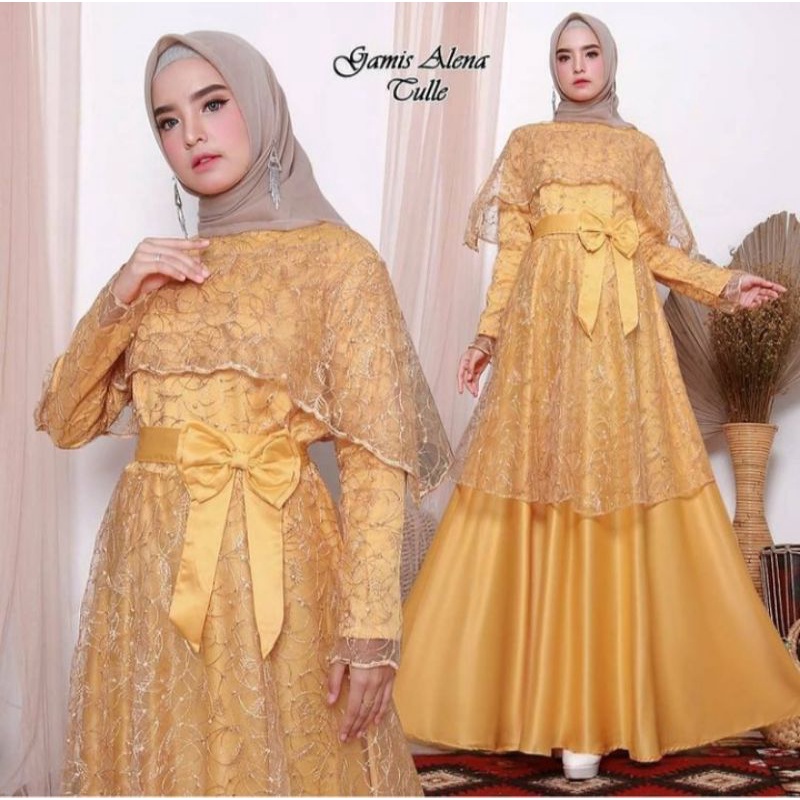 JUMBO gamis maxi mewah brukat tile mewah pesta