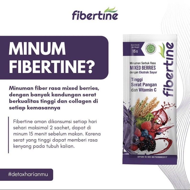 Fibertine/minuman fiber dan kolagen/minuman fiber/flimty/kolagen/Minunan detox (harga per sachet)