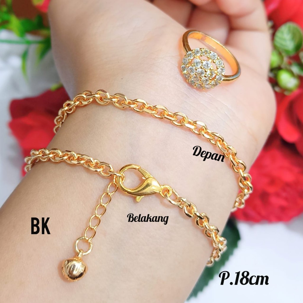 GELANG RANTAI TITANIUM WANITA DEWASA FREE CINCIN KASUAL (MOTIF VARIASI) ELEGAN HARGA TERMURAH TIDAK KARAT