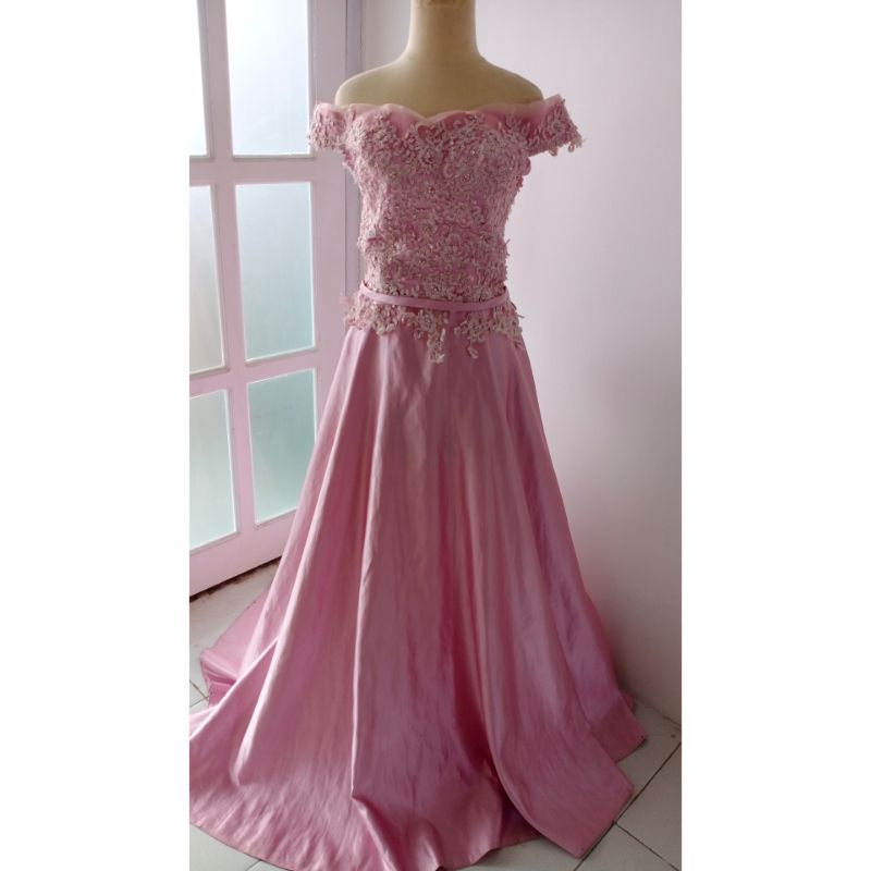 [GRATIS ONGKIR] GAUN DUSTY PINK 38  / GAUN PESTA PRELOVED / GAUN PESTA BEKAS