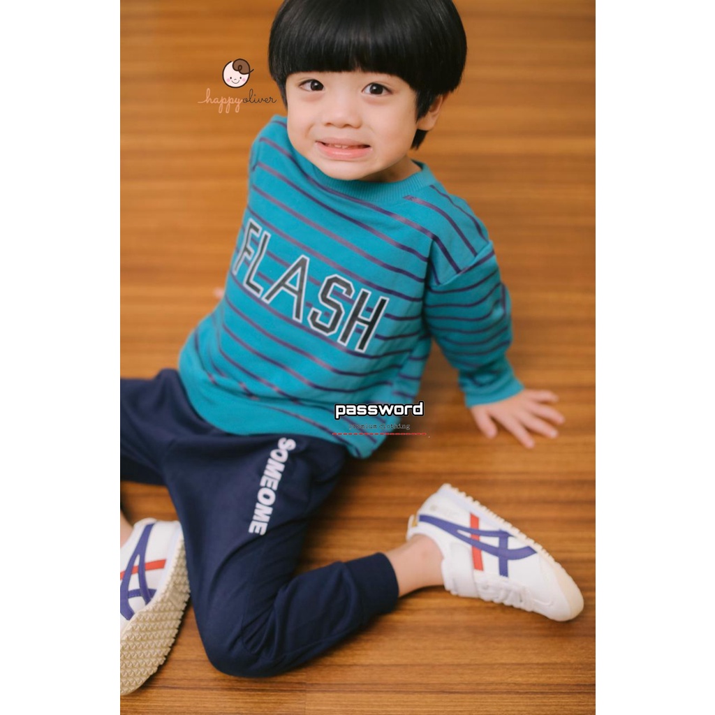 HappyOliver PASSWORD SALUR FLASH Setelan Sweater 1 -10 Tahun Baju Anak BerKualitas