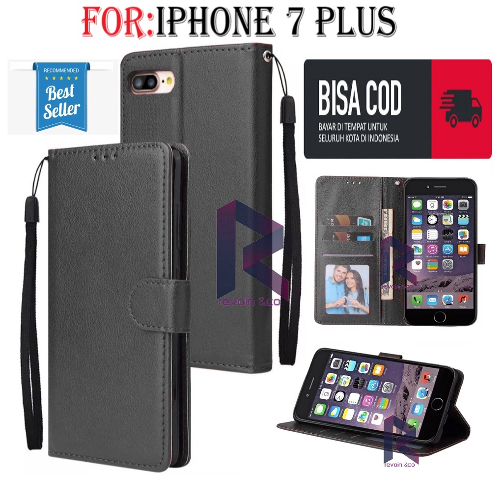 FLIP COVER IPHONE 7 PLUS CASING FLIP WALLET LEATHER KULIT PREMIUM SARUNG BUKA TUTUP FLIP CASE IPHONE 7 PLUS