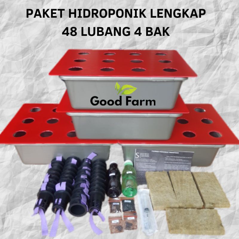 PAKET HIDROPONIK 48 LUBANG 4 BAK | SET HIDROPONIK | HIDROPONIK PEMULA | KIT HIDROPONIK | HIDROPONIK