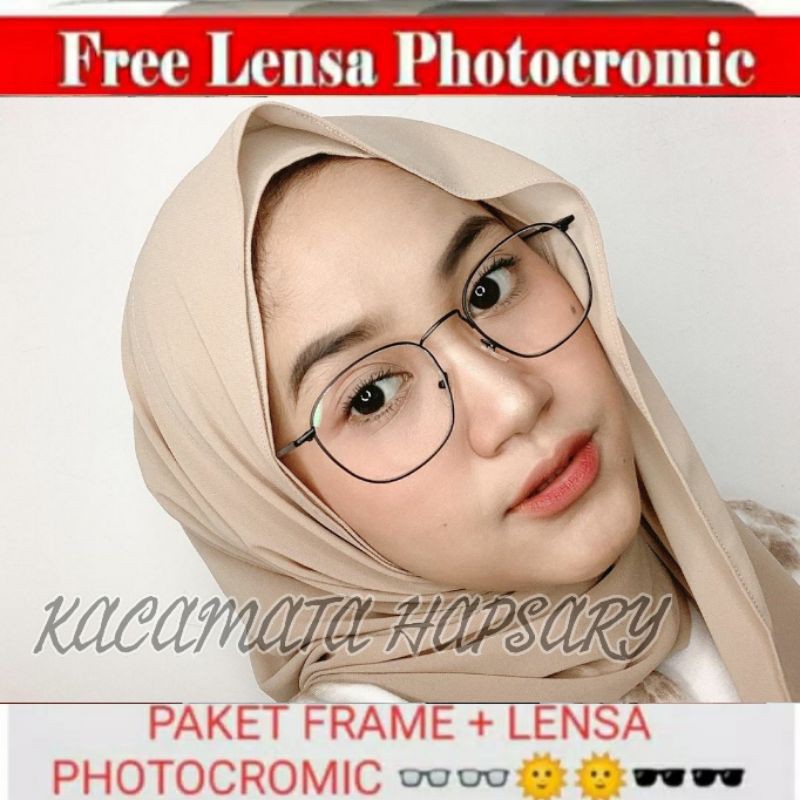 Frame Kacamata Minus | Kacamata New Ursula Kotak | Paket Lensa Photocromic