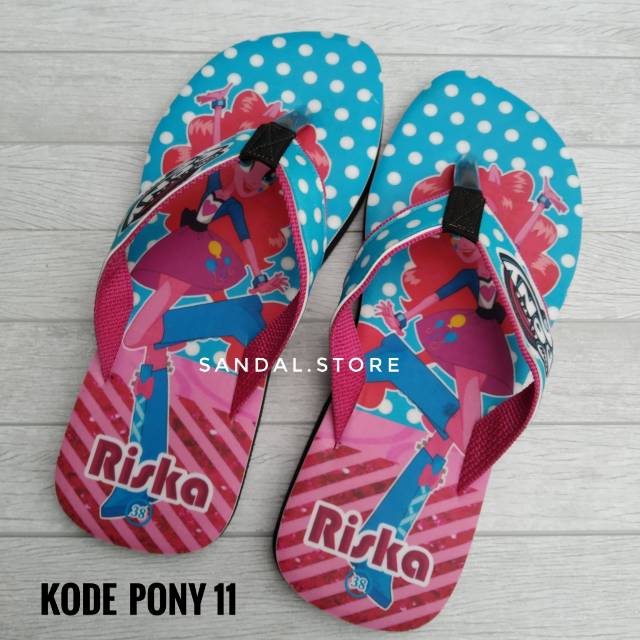 SANDAL CUSTOM NAMA ANAK/DEWASA KARAKTER LITTLEPONY - GRATIS CUSTOM SUKA SUKA