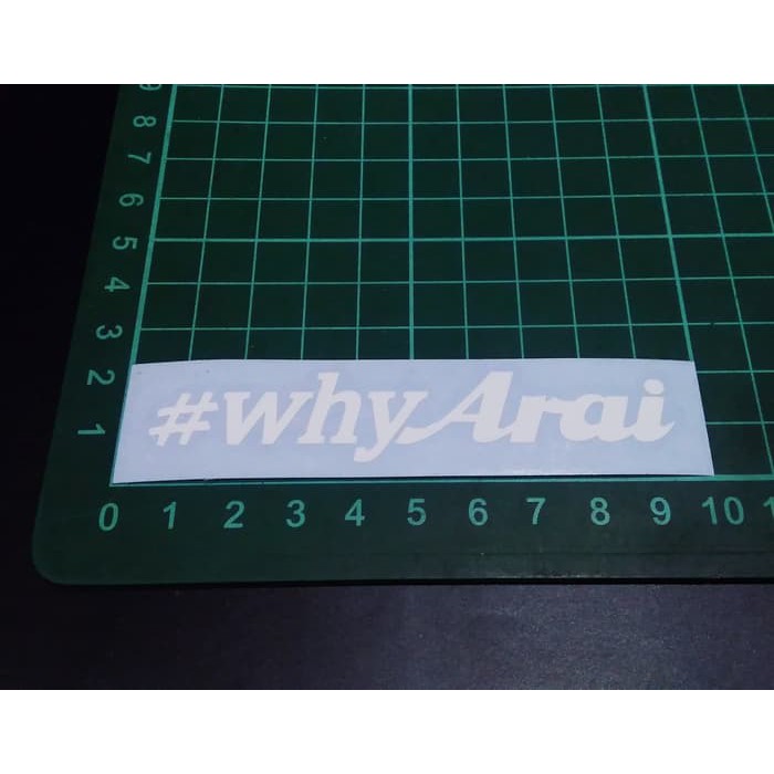 Cutting Sticker helm whyArai putih 9cm arai