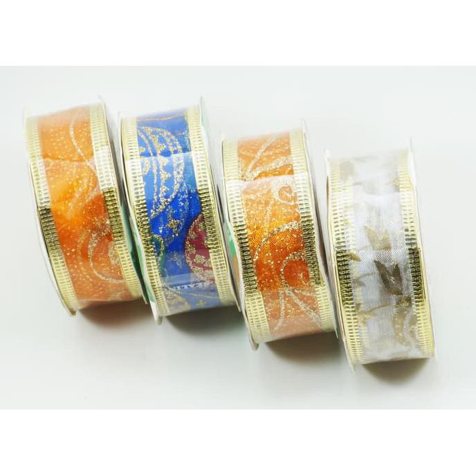 

Buruan Beli Pita Kawat Kaku Hampers Lebaran Natal Merah Gold Biru Putih 2.5Cm - Putih