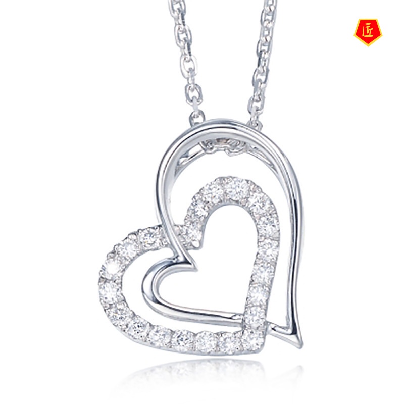 [Ready Stock]Silver Necklace Women's Japanese and Korean-Style Heart-Shaped Pendant Valentine's Day Gift