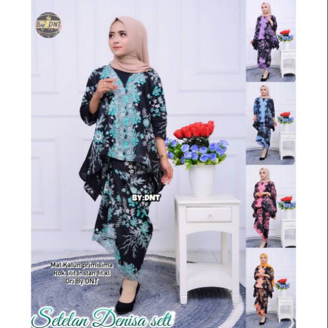 [COD bayar ditempat] Setelan Denisa sett setelan batik kebaya jadi baju muslim fashion muslim alina