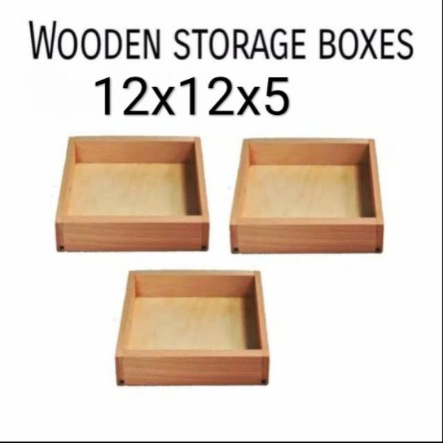 Wooden square box 12x12x5cm kotak kayu kotak nampan tempat penyimpanan