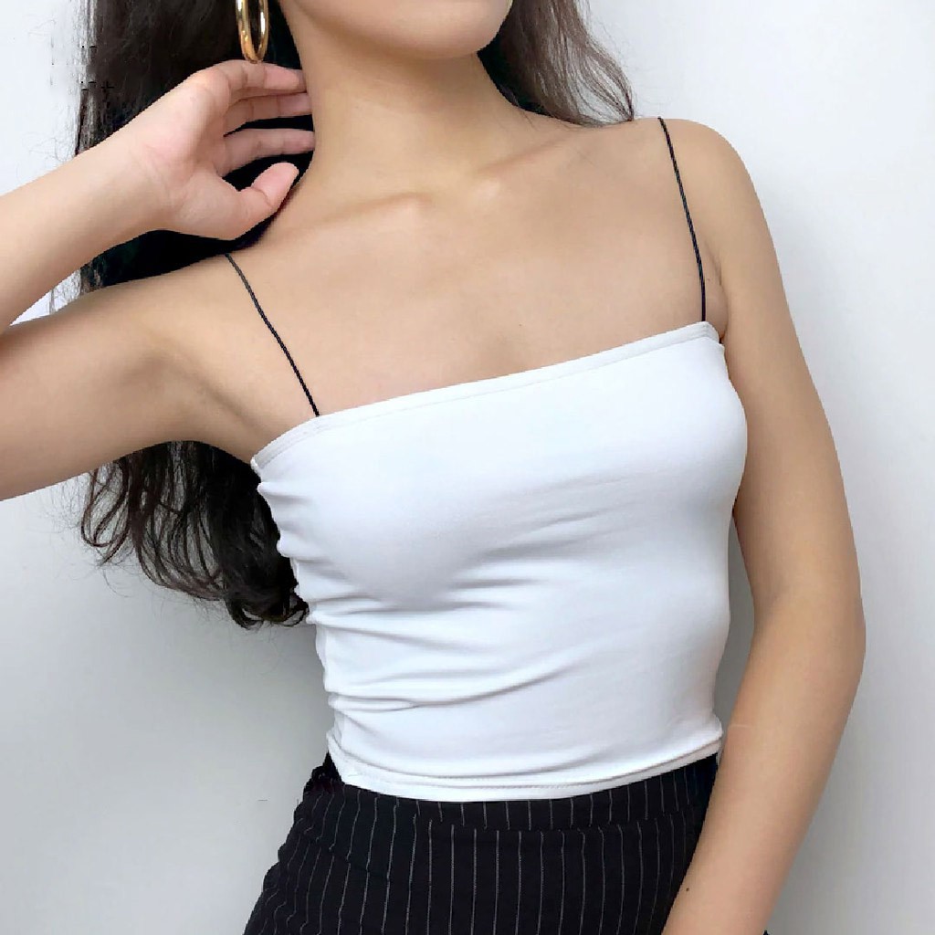 Tanktop Tube Crop Top / Tank top Ginza Basic Wanita Square Spaghetti Crop top-7