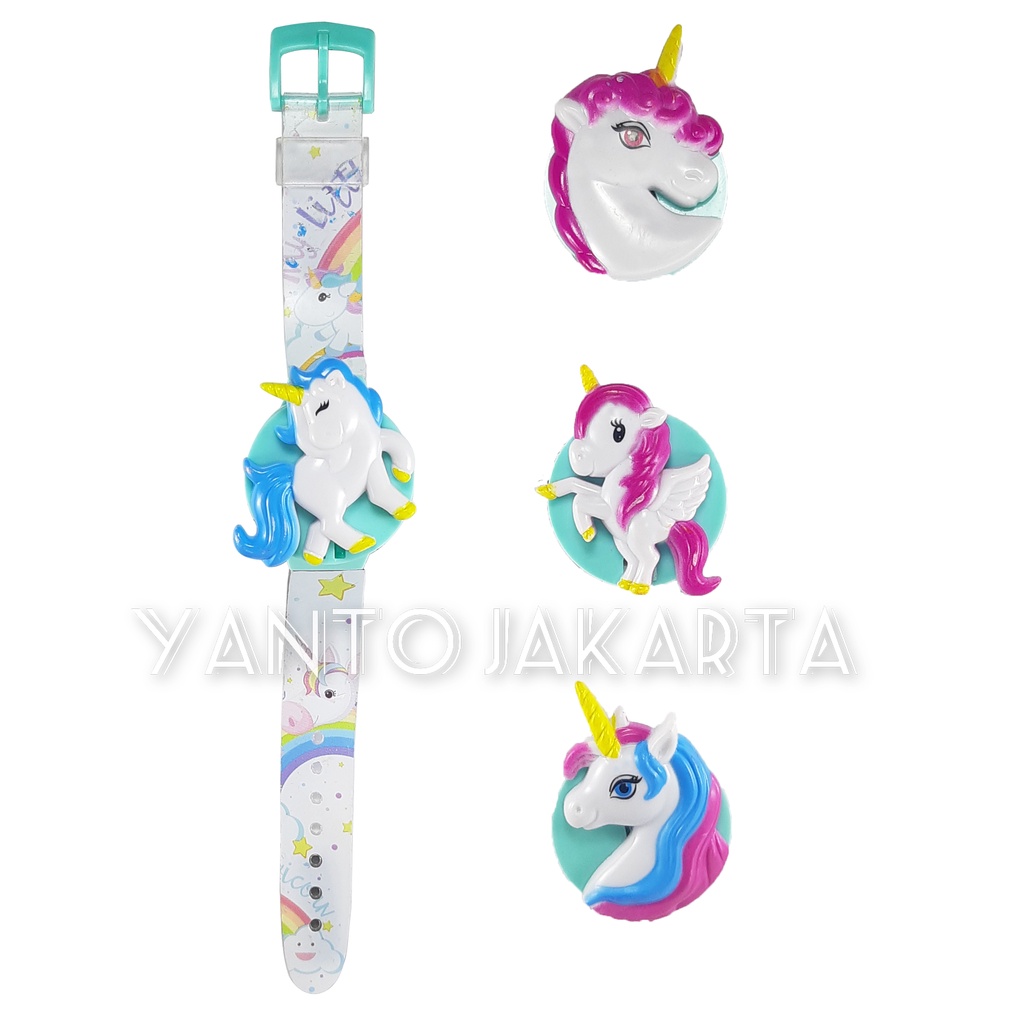 JAM TANGAN ANAK PEREMPUAN KARAKTER UNICORN 1 SET GROSIR MURAH